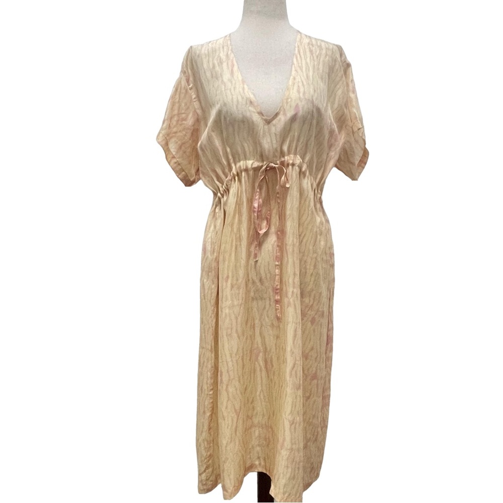 Matta Silk Kaftan Waist Tie Short Sleeve Dress Size One Size